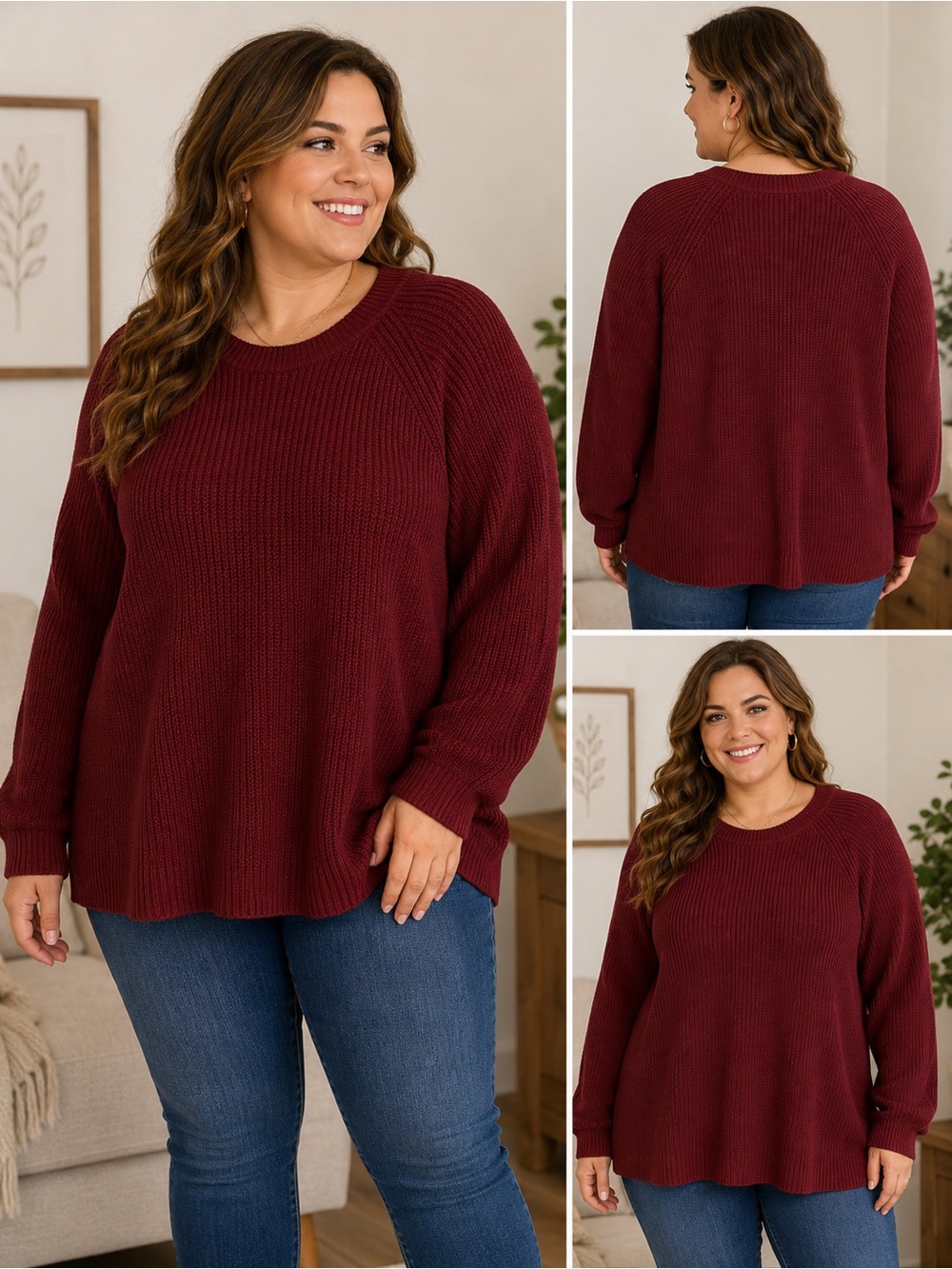 Jessica Simpson Burgundy Crewneck Sweater Women’s XXL NWT